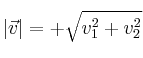 |\vec{v}| = +\sqrt{v_1^2+v_2^2}