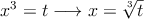 x^3=t \longrightarrow x=\sqrt[3]{t}