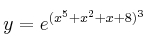 y = e^{(x^5+x^2+x+8)^3}