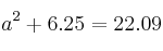 a^2 + 6.25 = 22.09