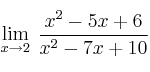 \lim\limits_{x \rightarrow 2} \: \frac{x^2-5x+6}{x^2-7x+10}