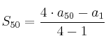 S_{50}=\frac{4 \cdot a_{50} - a_1 }{4-1}