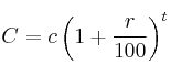 C = c \cdt \left( 1 + \frac{r}{100} \right)^t