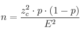 n= \frac{z_c^2 \cdot p \cdot (1-p)}{E^2} 