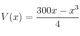 V(x)=\frac{300x - x^3}{4}