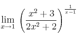 \lim\limits_{x \rightarrow 1} \: \left( \frac{x^2+3}{2x^2+2} \right)^{\frac{1}{x-1}} 