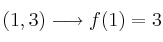 (1,3) \longrightarrow f(1)=3