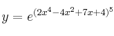 y = e^{(2x^4-4x^2+7x+4)^5}