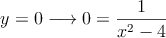 y=0 \longrightarrow 0=\frac{1}{x^2-4}