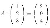 A \cdot \left( \begin{array}{c} 
1  \\
2 \\
3 
\end{array} \right)
=
 \left( \begin{array}{c} 
2  \\
9 \\
4 
\end{array} \right)