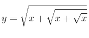 y=\sqrt{x+\sqrt{x+\sqrt{x}}}