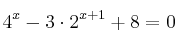 4^x - 3 \cdot 2^{x+1} + 8= 0