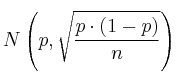N\left(p,  \sqrt{\frac{p\cdot(1-p)}{n}}  \right)
