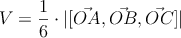 V = \frac{1}{6} \cdot |[\vec{OA}, \vec{OB}, \vec{OC}]|