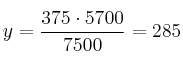 y = \frac{375 \cdot 5700}{7500}= 285