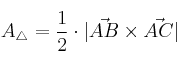 A_{\triangle} = \frac{1}{2} \cdot |\vec{AB} \times \vec{AC}|