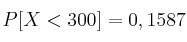 P[X < 300]=0,1587