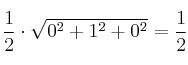 \frac{1}{2} \cdot \sqrt{0^2+1^2+0^2} = \frac{1}{2}
