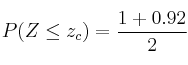 P(Z \leq z_c) = \frac{1+0.92}{2}