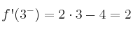 f\textsc{\char13}(3^-) = 2 \cdot 3 - 4 = 2
