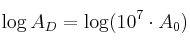  \log A_D = \log (10^7 \cdot A_0)