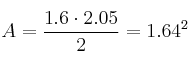 A=\frac{1.6 \cdot 2.05}{2} = 1.64 \cm^2