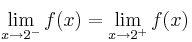 \lim_{x \rightarrow 2^-} f(x) = \lim_{x \rightarrow 2^+} f(x)