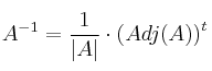 A^{-1}=\frac{1}{|A|} \cdot \left( Adj(A)\right)^t