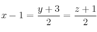 x-1 = \frac{y+3}{2} = \frac{z+1}{2}