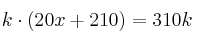 k \cdot (20x+ 210)= 310k