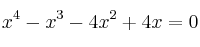x^4-x^3-4x^2+4x = 0