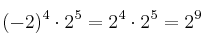  (-2)^4 \cdot 2^5 = 2^4 \cdot 2^5 = 2^9