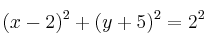 (x-2)^2 + (y+5)^2 = 2^2