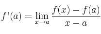 f\textsc{\char13}(a) = \lim_{x \rightarrow a} \frac{f(x) -f(a)}{x-a}