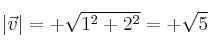 |\vec{v}| = +\sqrt{1^2+2^2} = +\sqrt{5}