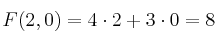 F(2,0)=4 \cdot 2+3 \cdot 0 = 8