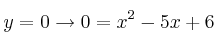 y=0 \rightarrow 0=x^2-5x+6