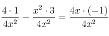 \frac{4 \cdot 1}{4x^2} - \frac{x^2 \cdot 3}{4x^2} = \frac{4x \cdot (-1)}{4x^2}