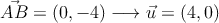 \vec{AB} = (0,-4) \longrightarrow \vec{u}=(4,0)
