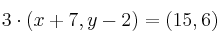 3 \cdot (x+7,y-2) = (15,6)