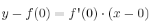 y-f(0) = f\textsc{\char13}(0) \cdot (x-0)