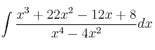 \int \frac{x^3+22x^2-12x+8}{x^4-4x^2} dx