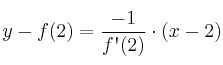 y-f(2)=\frac{-1}{f\textsc{\char13}(2)} \cdot (x-2)