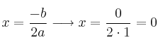 x = \frac{-b}{2a} \longrightarrow x=\frac{0}{2 \cdot 1} = 0