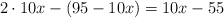 2 \cdot 10x - (95-10x) =  10x-55
