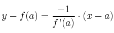 y-f(a) = \frac{-1}{f\textsc{\char13}(a)} \cdot (x-a)