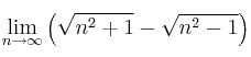 \lim\limits_{n \rightarrow \infty} \left( \sqrt{n^2+1} - \sqrt{n^2-1} \right)