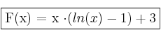 \fbox{F(x) = x \cdot (ln(x) -1) + 3}
