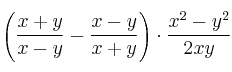 \left( \frac{x+y}{x-y} - \frac{x-y}{x+y} \right) \cdot \frac{x^2-y^2}{2xy}