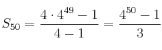 S_{50}=\frac{4 \cdot  4^{49} - 1 }{4-1}=\frac{4^{50} - 1 }{3}